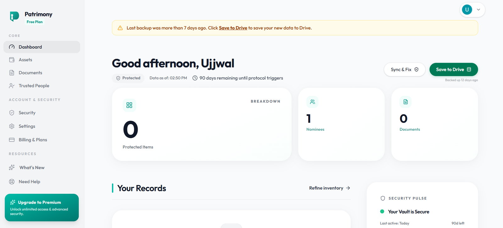 Main Dashboard